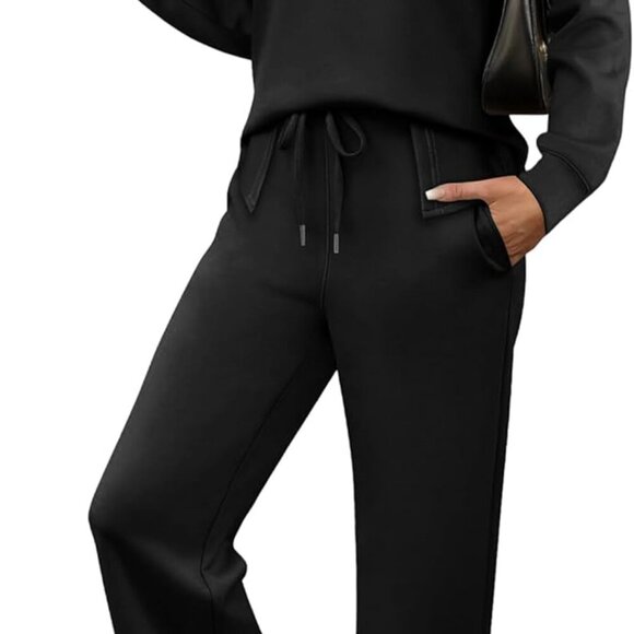 Women's Mock Neck Lounge Sets Fashion 2 Piece Outfits Long Sleeve Sweatsuits Wid - Picture 1 of 5